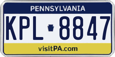 PA license plate KPL8847