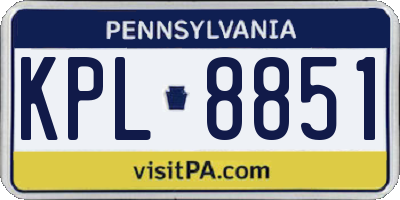 PA license plate KPL8851