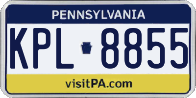 PA license plate KPL8855