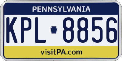 PA license plate KPL8856