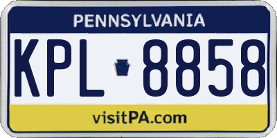 PA license plate KPL8858