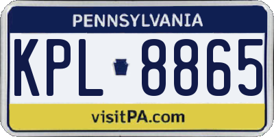 PA license plate KPL8865