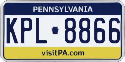 PA license plate KPL8866