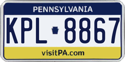 PA license plate KPL8867