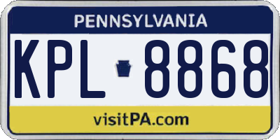 PA license plate KPL8868