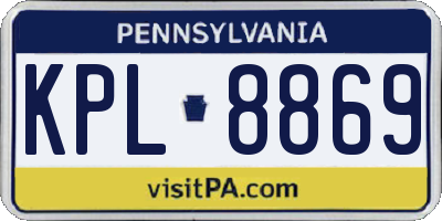 PA license plate KPL8869