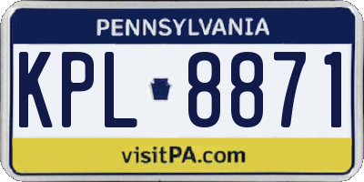 PA license plate KPL8871