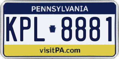 PA license plate KPL8881