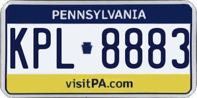 PA license plate KPL8883