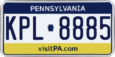 PA license plate KPL8885