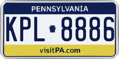 PA license plate KPL8886