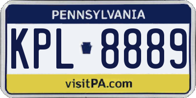PA license plate KPL8889