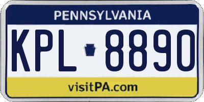 PA license plate KPL8890