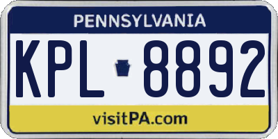 PA license plate KPL8892