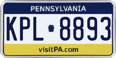 PA license plate KPL8893