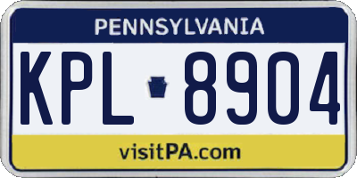 PA license plate KPL8904