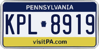 PA license plate KPL8919
