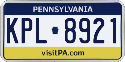 PA license plate KPL8921