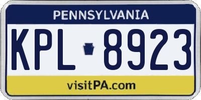 PA license plate KPL8923
