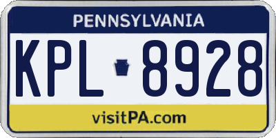 PA license plate KPL8928