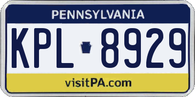 PA license plate KPL8929