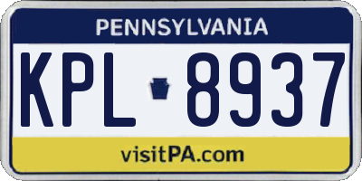 PA license plate KPL8937