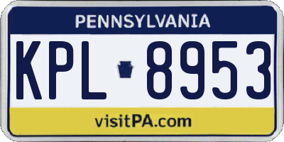 PA license plate KPL8953
