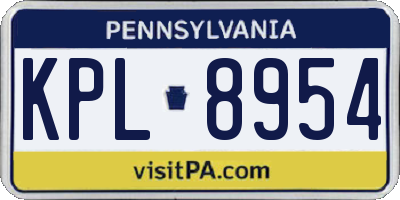 PA license plate KPL8954