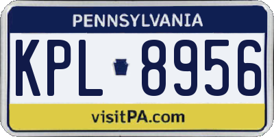 PA license plate KPL8956