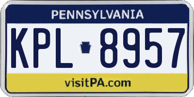 PA license plate KPL8957