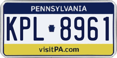 PA license plate KPL8961