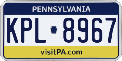 PA license plate KPL8967