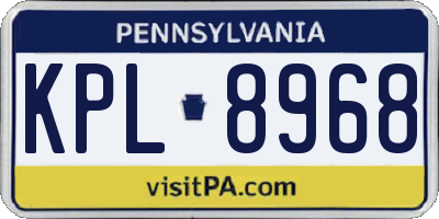 PA license plate KPL8968