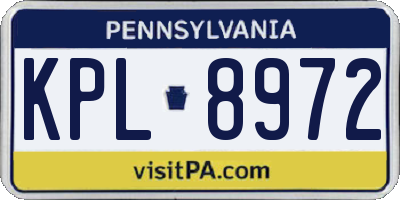 PA license plate KPL8972