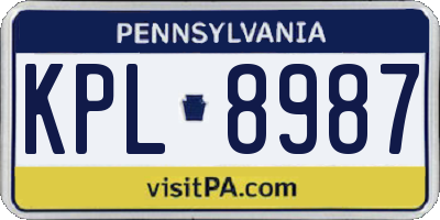 PA license plate KPL8987