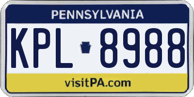 PA license plate KPL8988