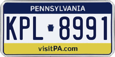 PA license plate KPL8991