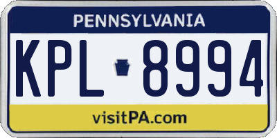 PA license plate KPL8994