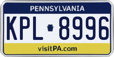 PA license plate KPL8996