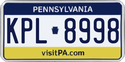 PA license plate KPL8998