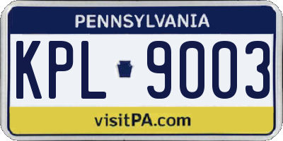 PA license plate KPL9003