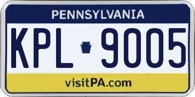 PA license plate KPL9005