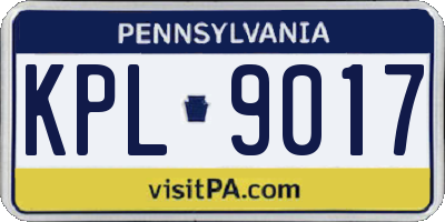 PA license plate KPL9017