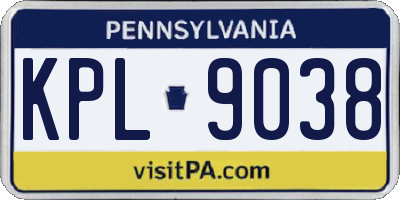 PA license plate KPL9038