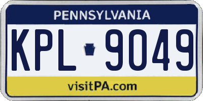 PA license plate KPL9049