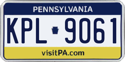 PA license plate KPL9061