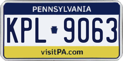 PA license plate KPL9063