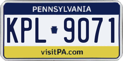 PA license plate KPL9071