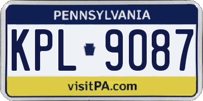 PA license plate KPL9087