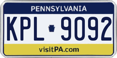 PA license plate KPL9092